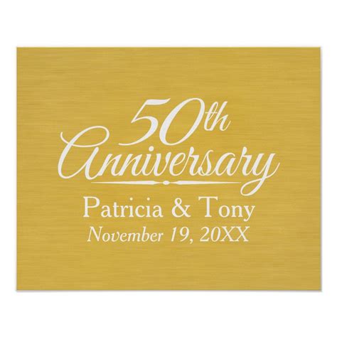 50th Wedding Anniversary Personalized Golden Poster Zazzle 50th Wedding Anniversary 50th