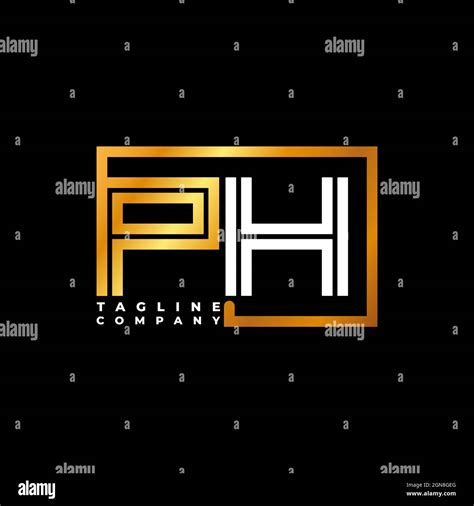 Ph Logo Letter Monogram Shape Line Golden Vector Template Business