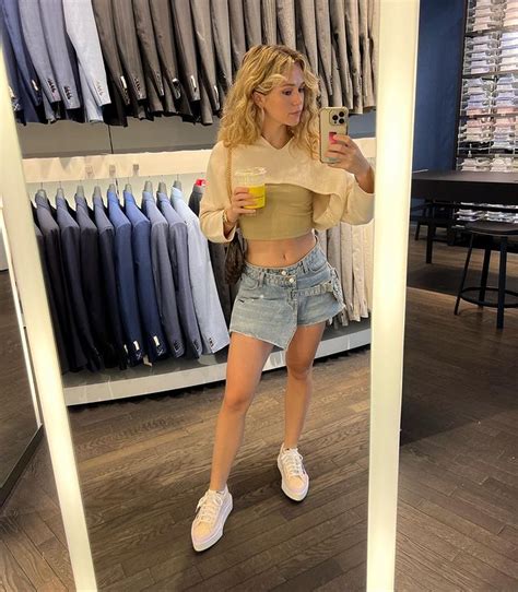 Coffee Is Must Brec Bassinger In Dark Cream Colored Tank Top Topped