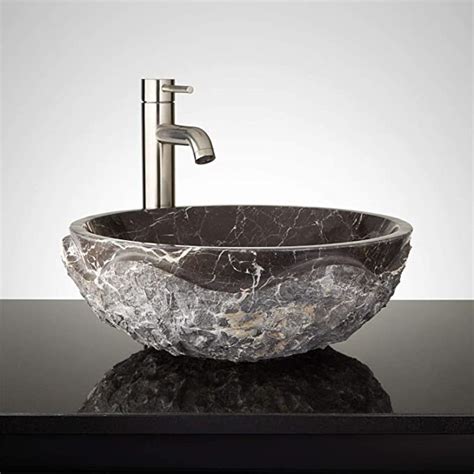 18＂ Round Chiseled Marble Vessel Sink Bathroom Sink