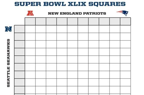 Super Bowl Squares Template E Commercewordpress
