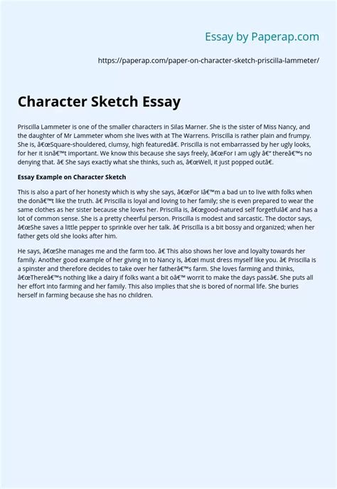 Character Sketch Essay Free Essay Example