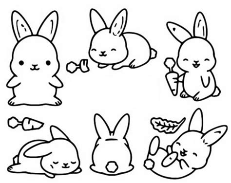 Coloring Page Kawaii Rabbits 13