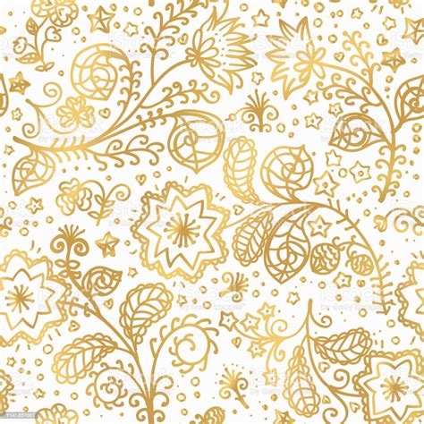 Vector Gold Pattern On White Background With Line Hand