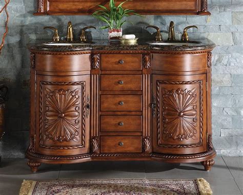 With a large double sink vanity, organizing your toiletries and other bathroom products is a breeze. 54 Inch Traditional Double Bathroom Vanity with Granite