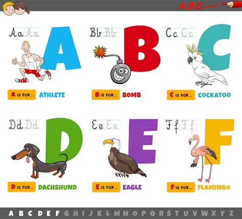 Letras De Alfabeto De Dibujos Animados De Educación Para Niños Vector