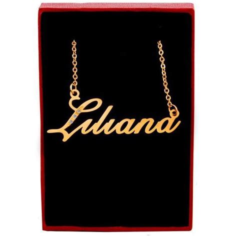 Liliana Gold Tone Name Necklace With Crystals Personalized Etsy