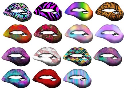 Biting Lips Colorful Clipart Dazzling Mouth Dripping Clip Etsy