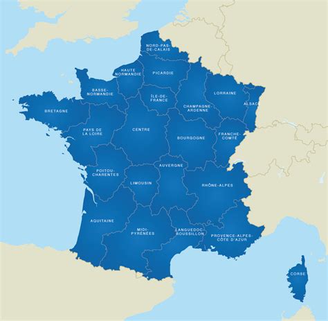 Map Of France French Regions Royalty Free Editable Base Map