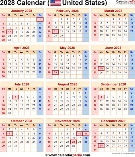 2028 Calendar With Holidays