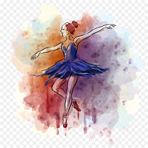 Ballet Dancer Silhouette Vector Colorful Hand Painted Dancers Png