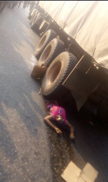 graphic photos lady crushed to death by truck in kogi state