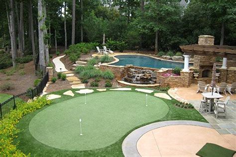 A backyard putting green has such a great social element to it that you'll use it a lot more if it's close to patios or other entertaining areas. Tour Greens | Backyard Putting Green Cost