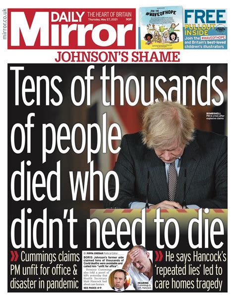 Daily Mirror Front Page 27th Of May 2021 Tomorrows Papers Today