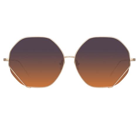 Fawcet Hexagon Sunglasses In Light Gold Frame By Linda Farrow Linda Farrow Intl