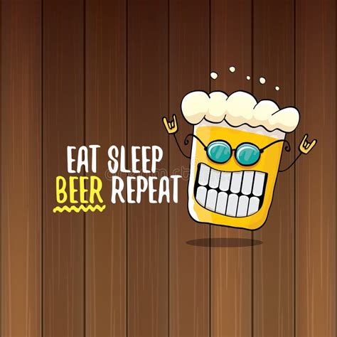 Eat Sleep Beer Repeat Vector Concept Illustration Or Summer Poster