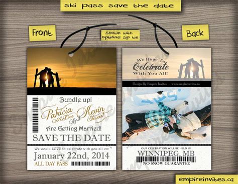 Custom Ski Pass Lift Ticket Save The Date Wedding Invitations From
