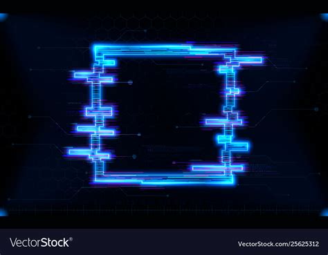 Futuristic Hologram Hud Square Shape With Neon Vector Image