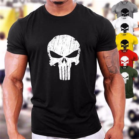 Punisher Skull Uk Bodybuilding T Shirt Funny Tops Tee New Unisex