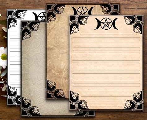 Blank Book Of Shadows Printable Pages Set Grimoire Pages Etsy