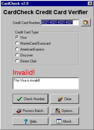 Maybe you would like to learn more about one of these? CardCheck - Credit Card Number Verification Software.