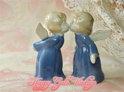 Kissing Angels Figurines Set Of Two Two Angels Kissing Etsy Angel