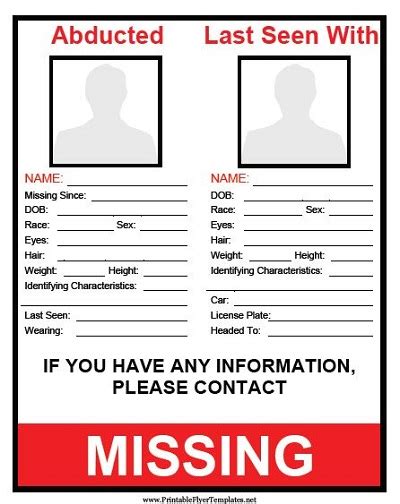 15 Free Missing Person Templates Template Republic