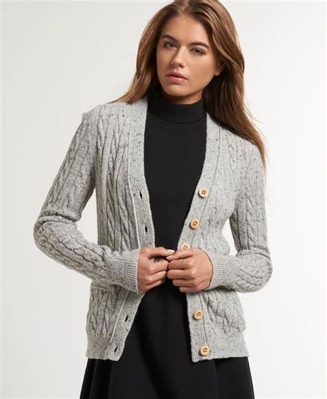 Womens Westminster Cardigan In Light Grey Superdry