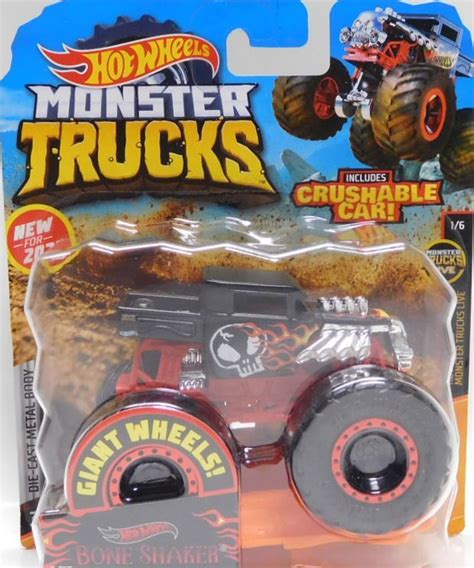 2020 Hw Monster Trucks 【bone Shaker】 Flat Black Includes Crushable