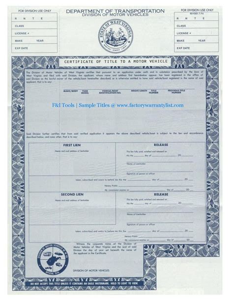 Car title (signed front and back) 2. My Vehicle Title - What does a car title look like?