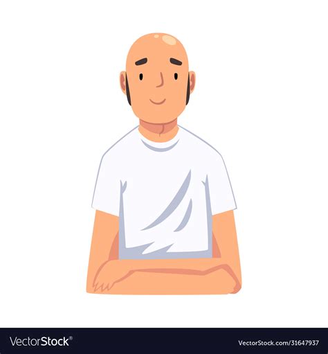 Bald Man Sitting And Looking At Us Cartoon Vector Image