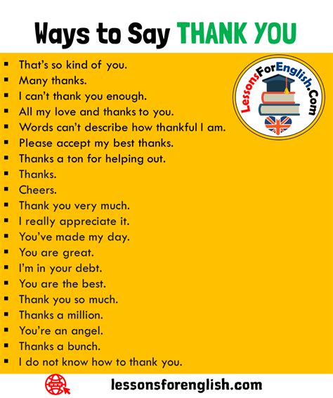 Ways To Say Thank You In English