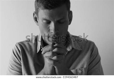 Man Hands Clasped Together Prayer On Stock Photo 1194363487 Shutterstock