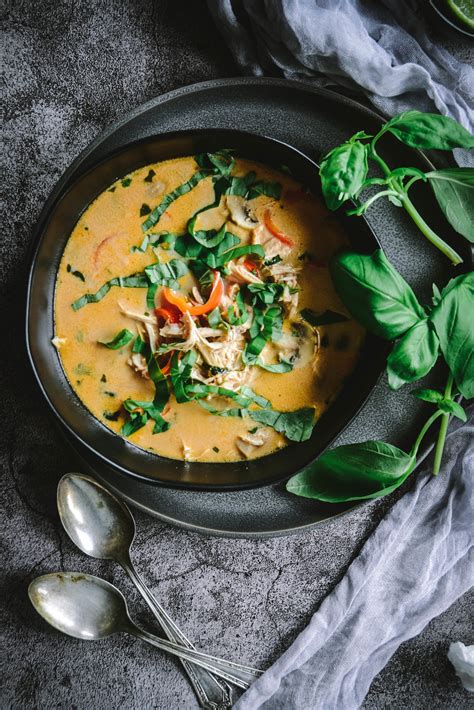 Low Carb Thai Coconut Chicken Soup With Lemongrass Calm Eats
