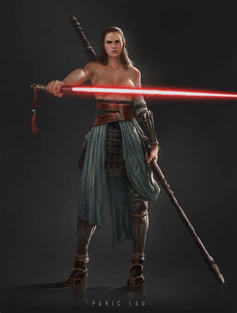 Star Wars Rey From Star Wars Lightsaber Sith Black Background