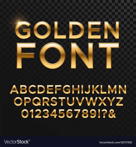 Golden Glossy Font Or Gold Alphabet Yellow Vector Image