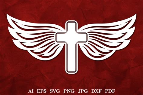 Memorial Cross Svg Cross With Wings Svg Cross Template Svg
