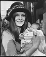 Pop singer Sandie Shaw with her new-born baby daughter Grace outside ...