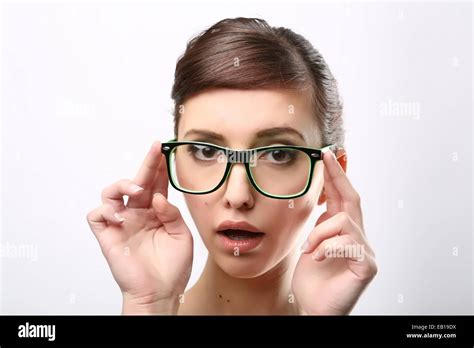 Young Crazy Nerd Woman Stock Photo Alamy