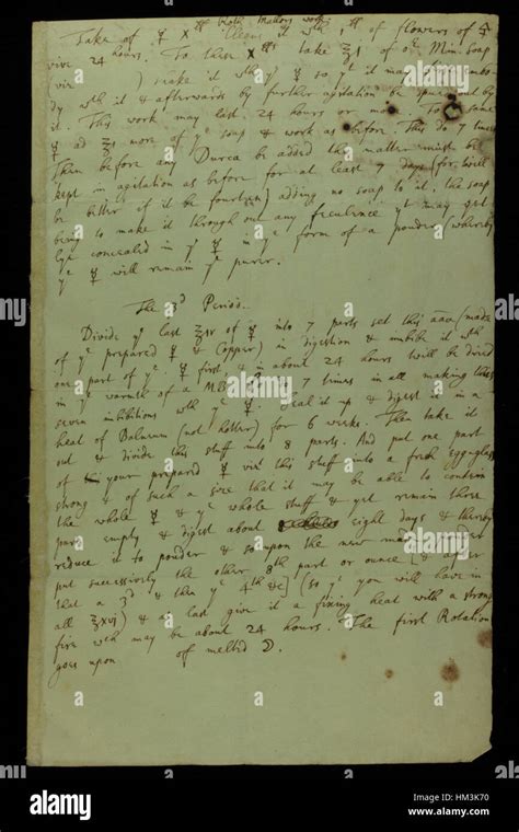 Isaac Newton Alchemical Manuscript Page Aq17 2 Stock Photo Alamy