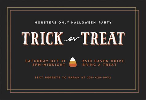 Trick Or Treat Halloween Party Invitation Template Free Greetings