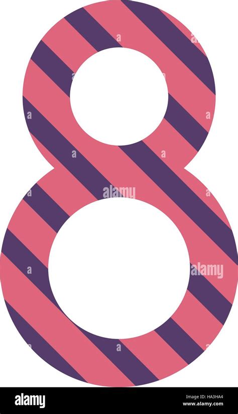Number Eight Design With Diagonal Colorful Striped Stock Vector Image