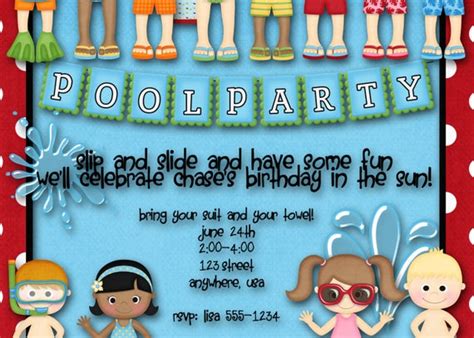 Pool Party Birthday Party Invitations Swimming Party Etsy