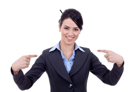 Business Woman Pointing At Herself — Stock Photo © Feedough 5332244