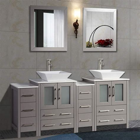 Vanity Art 72 Inches Double Sink Bathroom Vanity Compact Set 4 Cabinets