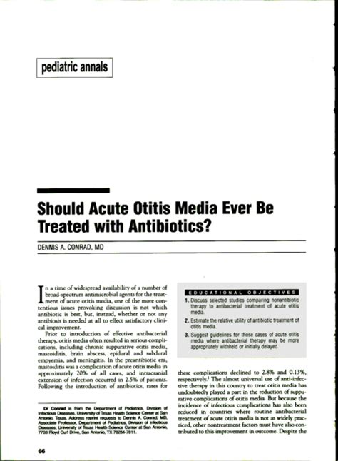 Should Acute Otitis Media Ever Be Treated With Pediatric Annals