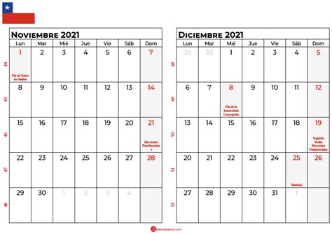 Calendario Diciembre 2021 Chile Para Imprimir