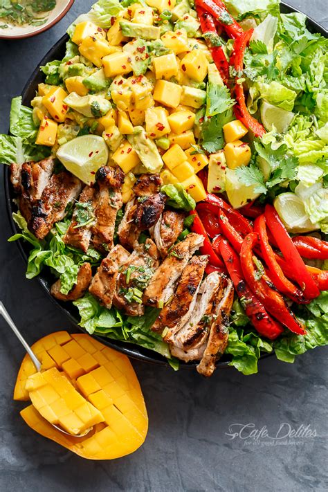 Add olive oil, salt and pepper to the large bowl for the marinade and whisk together. Cilantro Lime Chicken Salad + Mango Avocado Salsa ...