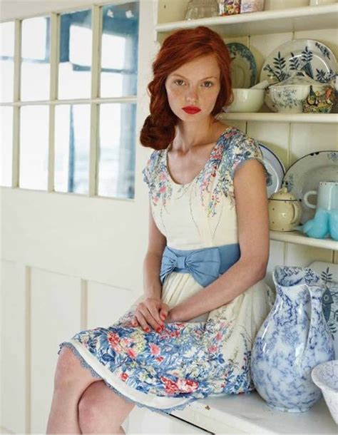 A Beautiful Redhead In A Not Necessarily In But Pretty Blue Floral
