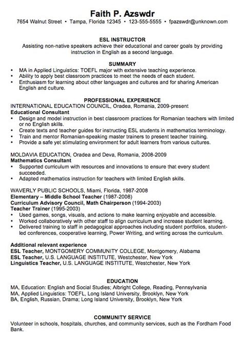Have a look at our early childhood teacher cover letter example written to industry standards that will help you write a winning job application. Chronological Resume Sample ESL Instructor | Teaching ...